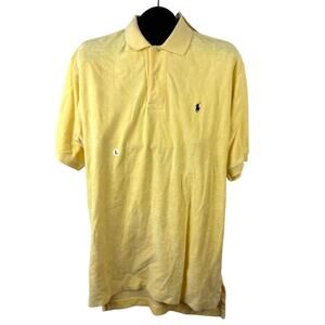 Vintage Ralph Lauren Yellow Terry Cloth Polo Shirt Mens Large 1990s Short Sleeve